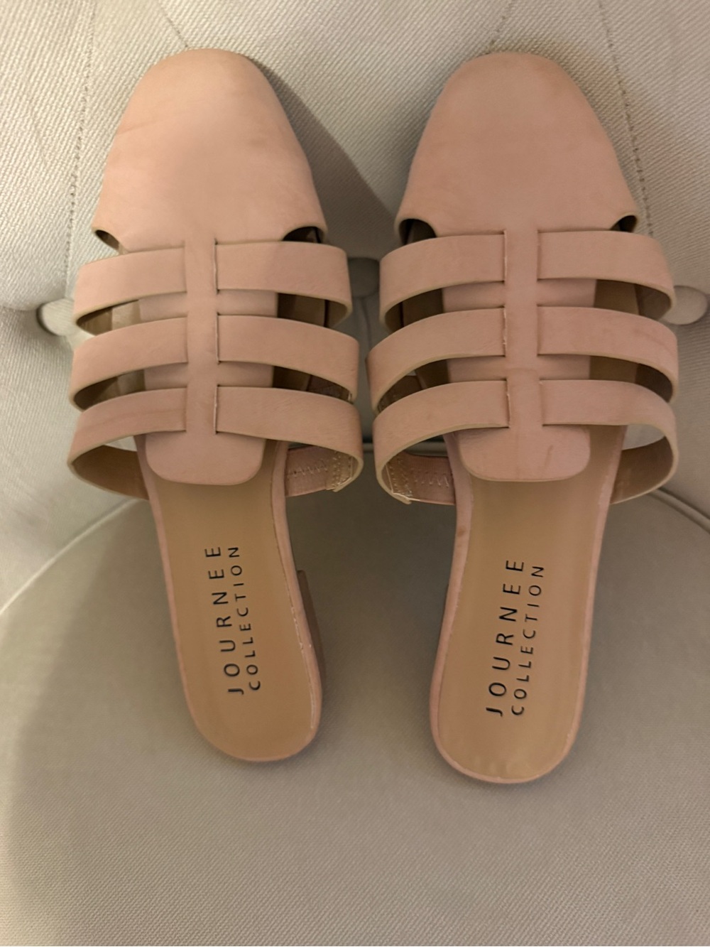 Journee Collection Blush Pink Strappy Slide Mules